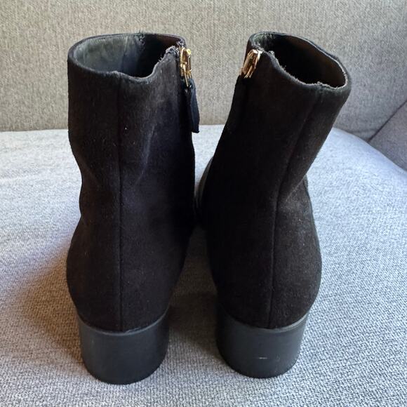 Pancaldi For Diane B. Women's Black Suede Leather Ankle Boot Sz 7 Side Zip - Picture 3 of 12